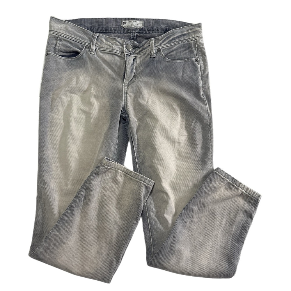 Free People Light Acid Wash Y2K Corduroy Straight Leg Pants Gray Size 26 Waist